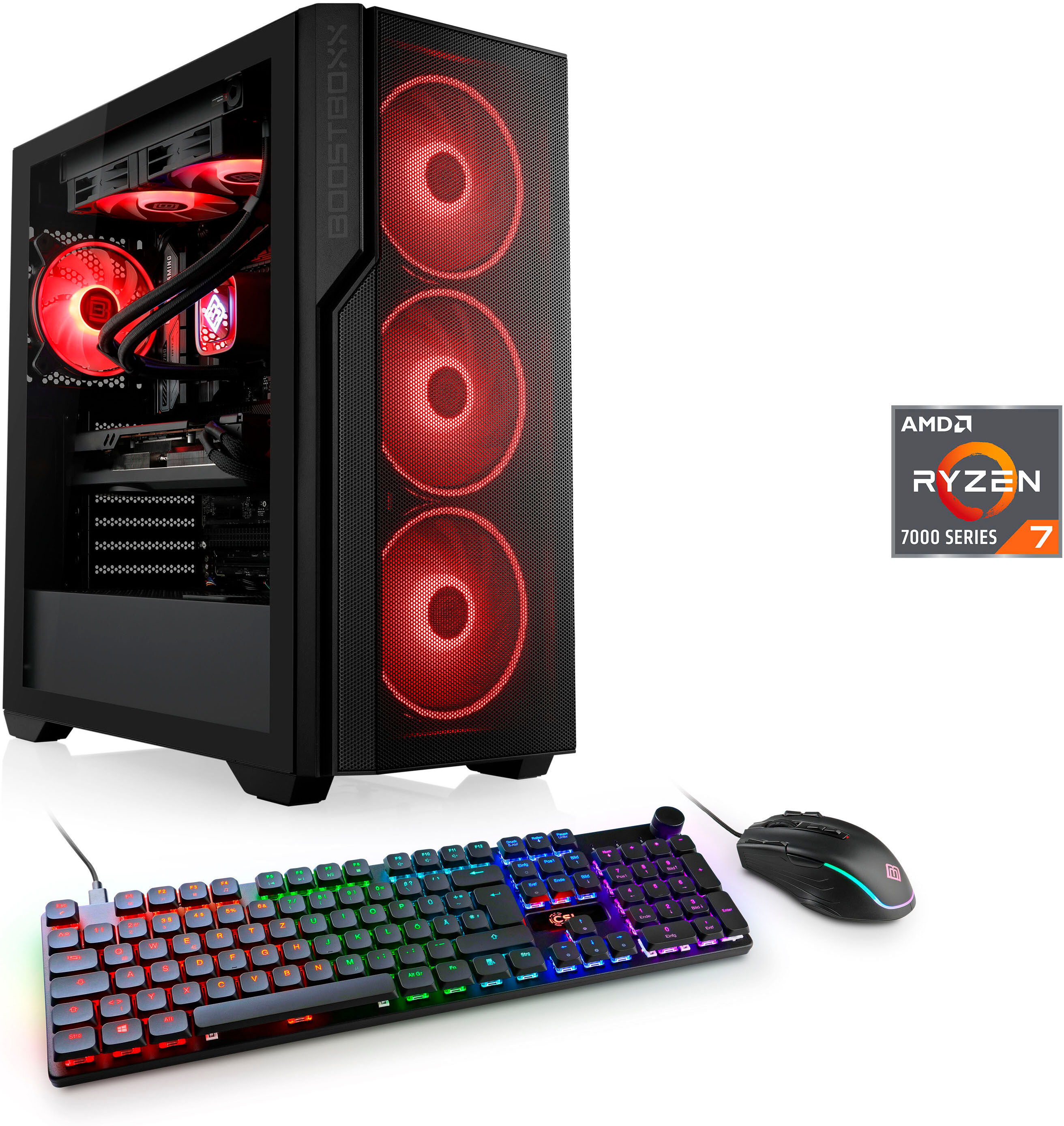 Gaming-PC CSL "ARVENOX Ultra L28115", rot (schwarz), Desktop-PCs, Microsoft Windows 11 Home, GeForce RTX 5070 Ti, 32 GB RAM 1.000 GB SSD, Gaming-PC, B:21,5cm H:49cm T:46cm