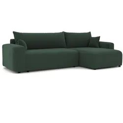 ECKSOFA mit Schlaffunktion und Bettkasten, Grün
