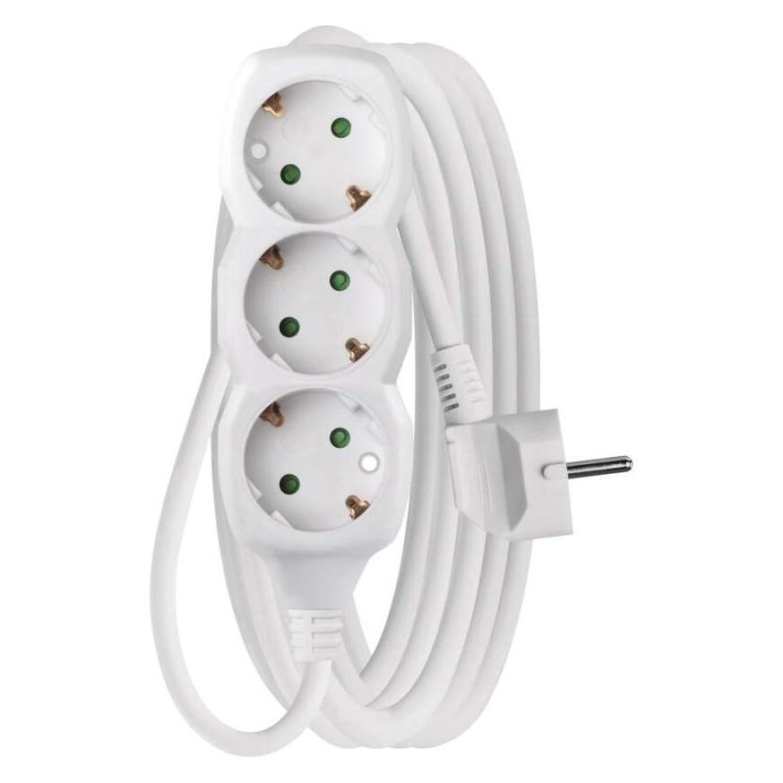 Emos Przedłużacz 3 gniazd 5.0m z uziemieniem (biały) 1.5mm (5 m, CEE 7/3) (P0325R)