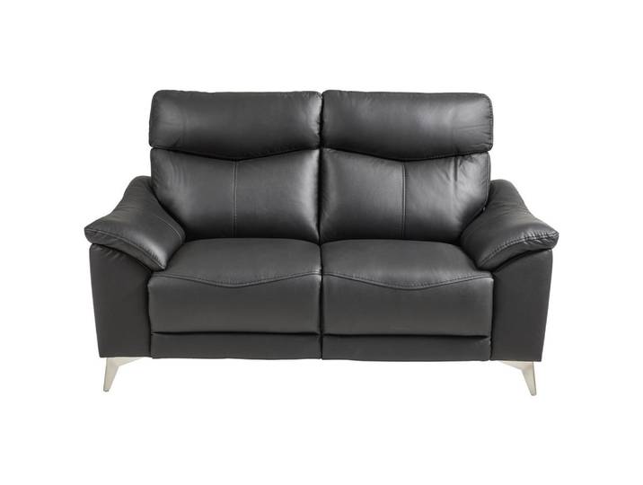 Xora 2-Sitzer-Sofa, Schwarz, Metall, Kombination Echtleder/Lederlook, Rindleder, 168x102x92 cm, Wohnzimmer, Sofas & Couches, Sofas, 2-Sitzer Sofas