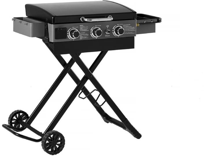 Plancha à gaz avec chariot pliable et portable Firo - 7,5 kw - Noir
