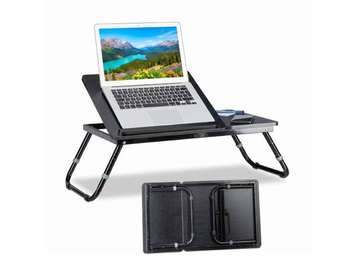 Relaxdays Table d'ordinateur portable pliable Noir