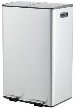 Garvee Stainless Steel 60L Dual Trash Can 2x8 Gal Pedal Bin with Removable Liners for Kitchen