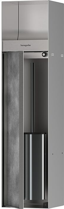 Hansgrohe XtraStoris Rock Einbau-Toilettenbürstenhalter 56062800 mit Papierhalter, befliesbarer Tür, Edelstahl gebürstet