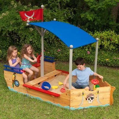 KidKraft Wooden Pirate Sandbox with Canopy