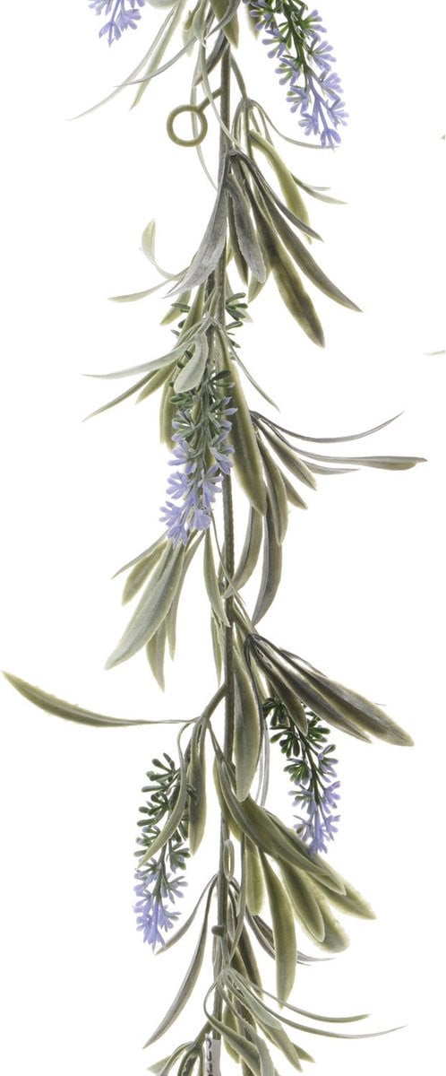 Decoris Lichtpaarse lavendel kunsttak slinger, 180 cm