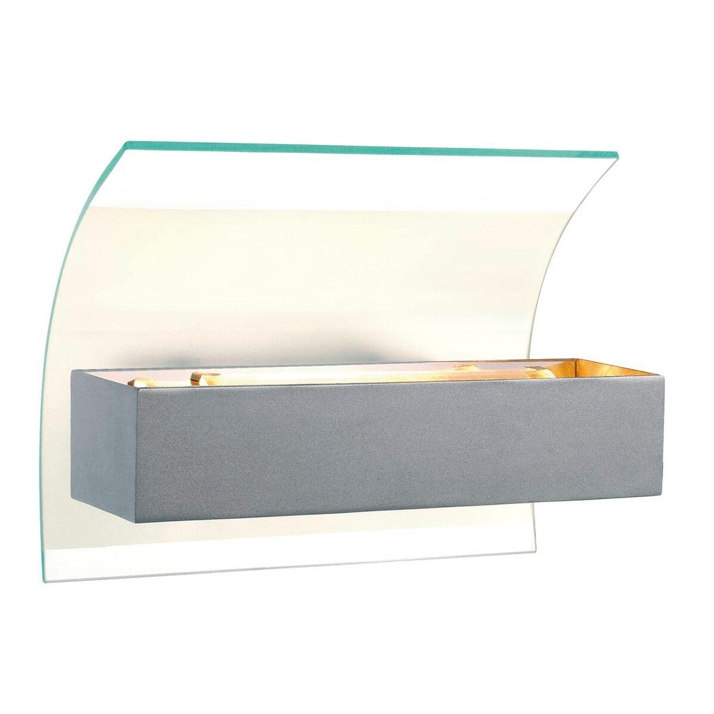 SLV Wandlamp Andreas Curve, grijs, IP20, max. 100W, R7s, 118mm, exclusief lamp