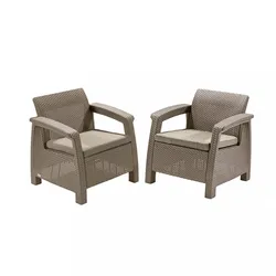 Duo-Sessel Korfu, Farbe Cappuccino, Kissen Sand