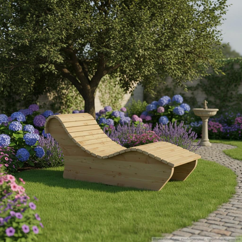 Holzliege Wellenliege Waldsofa Relaxliege "Heiner" Gartenliege 70cm Lärche