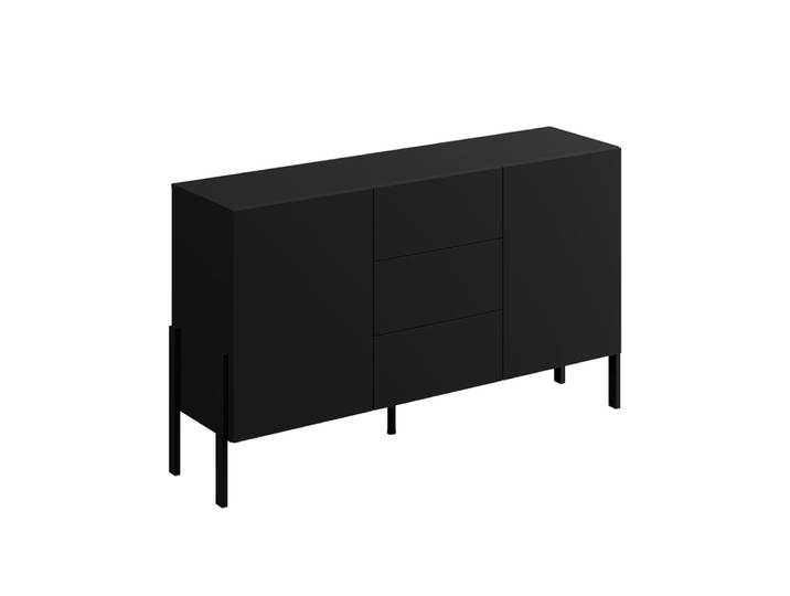 Buffet 2 portes 3 tiroirs panneaux mélaminés noir