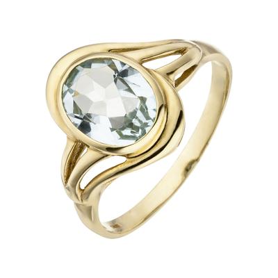 Goldring JOBO Gr. 50, gelb (gelbgold 585), Fingerringe, Damen, 50, Gelbgold 585, Goldring, 585 Gold mit Aquamarin