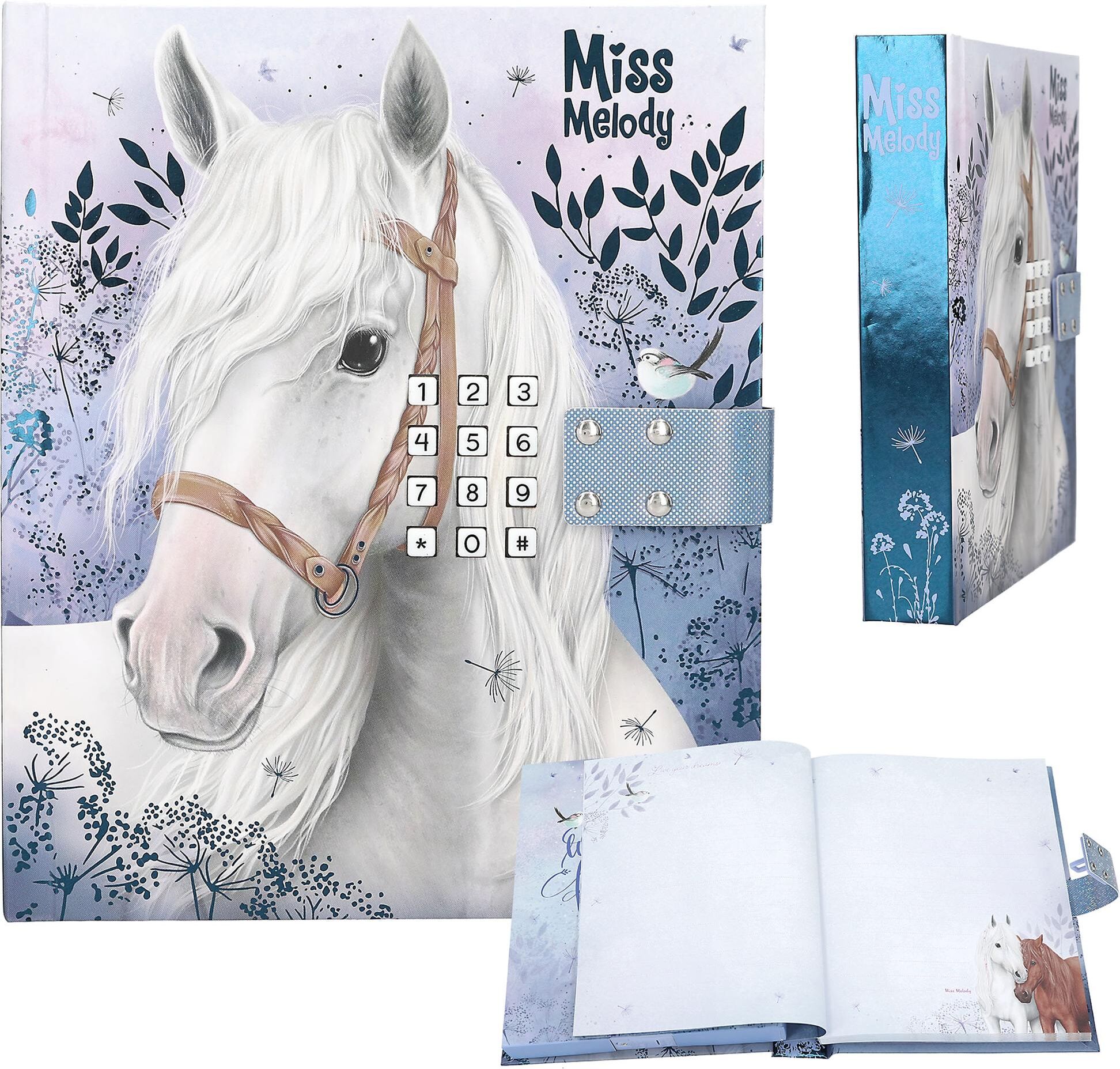 Notizbuch DEPESCHE "Miss Melody mit Code und Musik", blau (blau, weiß), Notizbücher, Notizbuch blau, weiß Einheitsgröße