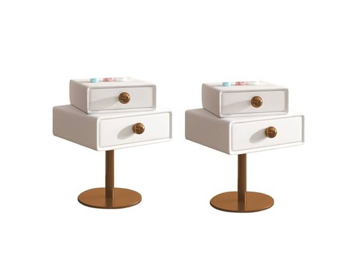 Nachttisch, Hoher Sofa-Beistelltisch, kleiner Nachttisch(White,40x40x60cm)