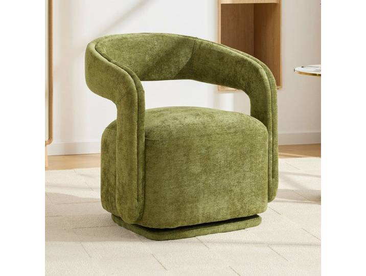 Fauteuil pivotant 360° – Barrel Chair en chenille – Vert