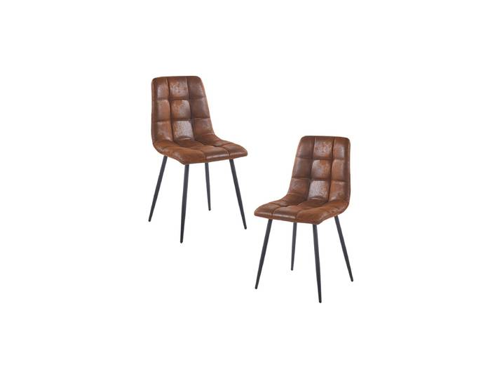 2er Set Stühle Stuhl Kunstleder - Brun Vintage