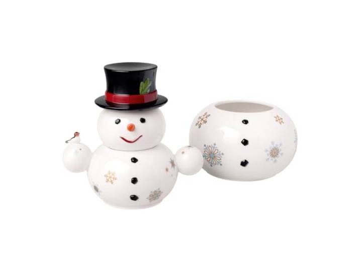 Villeroy & Boch - Christmas Toy's Memory Boîte à Biscuits Bonhomme de Neige Blanc\, Article de Noël\, Décoration\, Déco Interieur Maison\, Boîte à Cookies\, Porcelaine Haut de Gamme