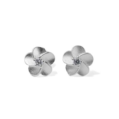 Paar Ohrstecker FIRETTI "Schmuck Geschenk Kupfer Ohrschmuck Ohrringe Blüten", silber (silberfarben, kristallweiß), Ohrringe, Damen, 10mm, Kupfer, Made in Germany - mit Glasstein, Zirkonia (synth.)