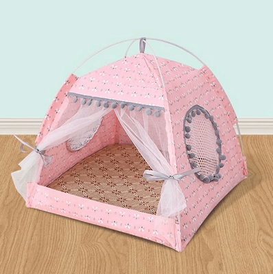 Inspire Essentials PurrPal Princess Cat Tent Bed With Mosquito Net 14.96 14.96 15.35 In flower Pink