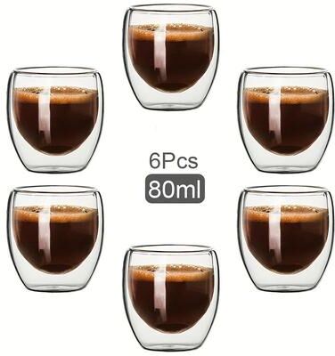 Inspired Living Double Wall Insulated Glass Cup For Espresso, Tea & Whisky 2 Pcs 250ml