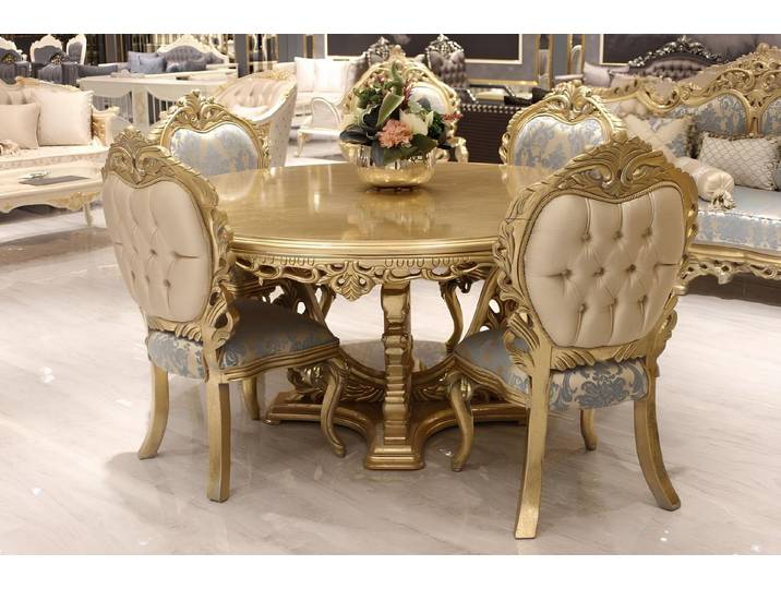 Xlmoebel Essgruppe 7-teiliges Esszimmer Set mit Esstisch und 6 Holzstühlen, (Essgruppe, 7-tlg., 7-teiliges Esszimmer-Set), Made in Europa