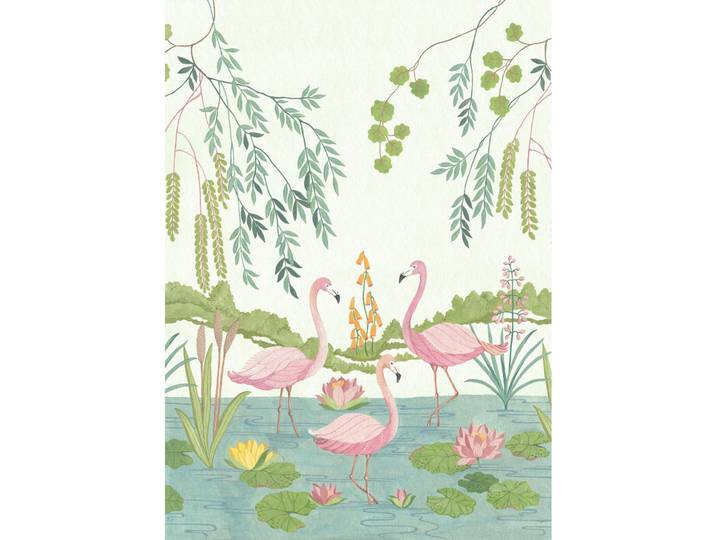 Fototapete, Mehrfarbig, Papier, Flamingo, 200x280 cm, Tapeten & Wandverkleidungen, Fototapeten