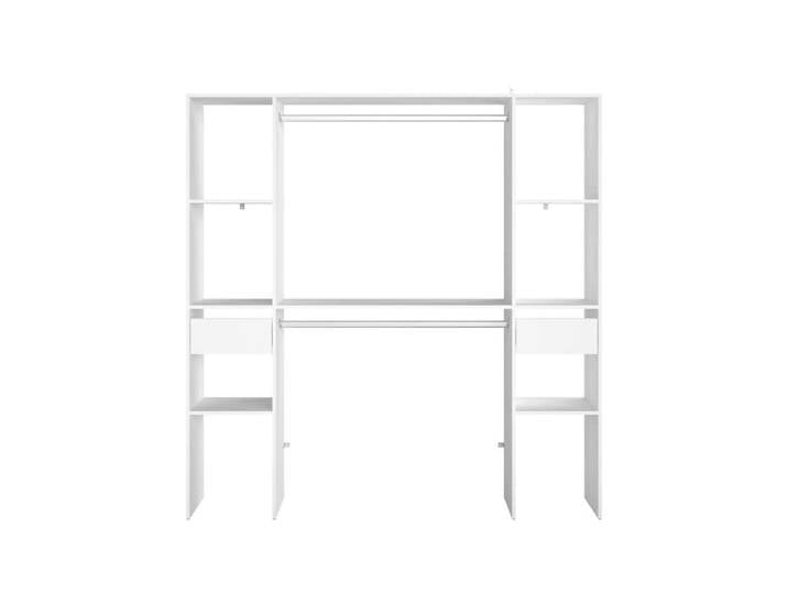 Dressing blanc 6 étagères, 2 tiroirs, 2 penderies 180 x 40 x 180 cm