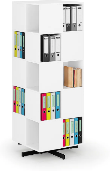B2B Partner Drehbares Regal, 680×680×1932 mm, 4x 5 Fächer, weiß