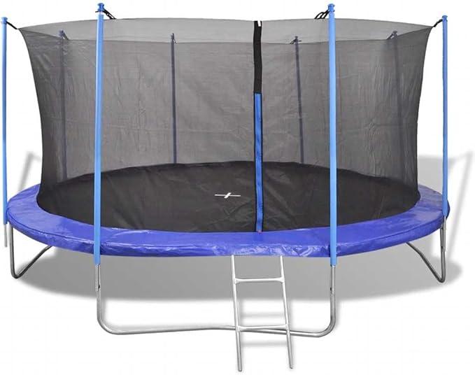 5-teiliges Trampolin-Set 3,66 m mit Sicherheitsnetz, Stahlrahmen und Sprungmatte bis 150 kg, inkl. Leiter, Regenhülle und Randabdeckung für Garten, Outdoor