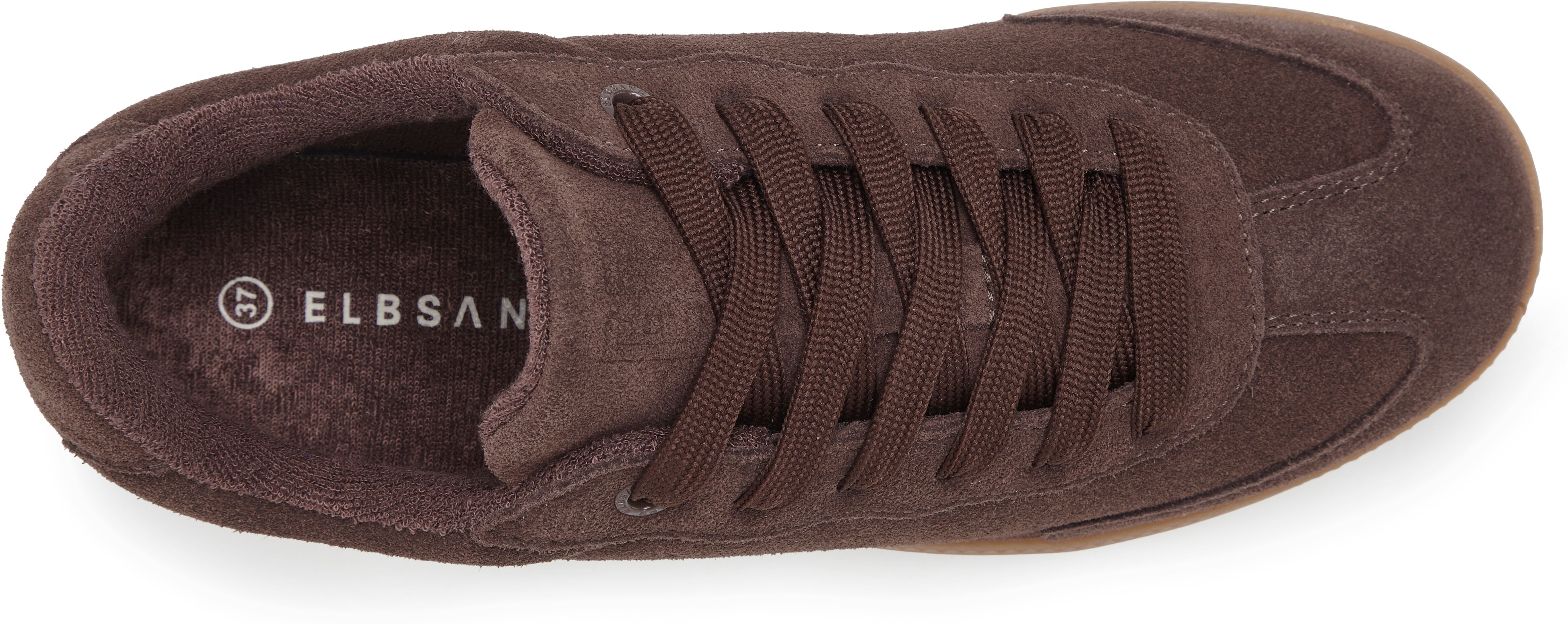 Sneaker ELBSAND "Freizeitschuh, Schnürschuh, Turnschuh, Retro Sneaker, Lederschuh", Damen, Gr. 40, Textil, braun, Obermaterial: 100% Rindsleder. Decksohle: 100% Textilmaterial. Futter: 100% Textilmaterial. Laufsohle: 100% Synthetik, Veloursleder, unifarbe