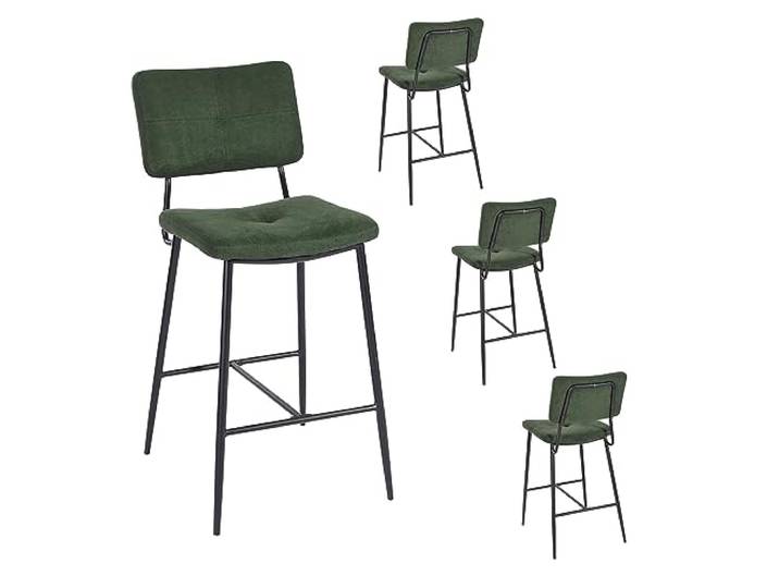MEUBLE Cosy Barhocker 4er Set Barstuhl mit Lehne und Fußstütze aus Stoff Metall Tresenhocker Bistrohocker für Bar Bistro Café Küche, Grün