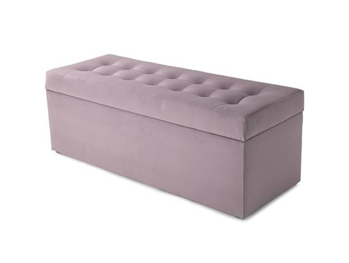 MG Design Polsterhocker 45 x 120 cm Violett mit großem Stauraum (ca. 140 L), bis 300 kg belastbar, weich mit dezentem Schimmer, pflegeleicht – Wohnbereich, Schlafraum & Flur