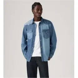 Levi's für Herren. 008CT-0000 Western-Hemd mit vorderem Rückenpasse Relaxed-Schnitt in Mittelblau (XL), Lässig, Baumwolle, Langarm