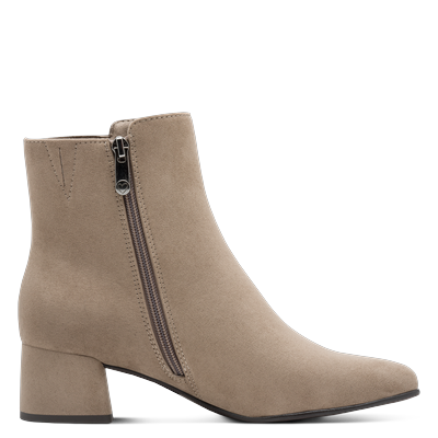 Stiefelette MARCO TOZZI, Damen, Gr. 38, Textil, beige, Veloursleder, unifarben, Schuhe Stiefelette, Blockabsatz, Businessschuh, Ankleboots mit Ziernähen