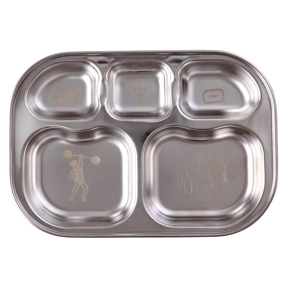 Rice - Stainless Steel 5 Room Plate with Mint Fun Fair Laser Print - Mint - Large (5708315281545)