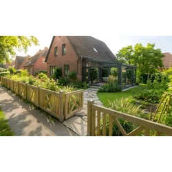 Design Gartenzaun Rom 150 x 75 cm – Schwedenzaun aus Kiefer und Fichtenholz – Vorgartenzaun mit Designkreuz – Holzzaun für Gärten