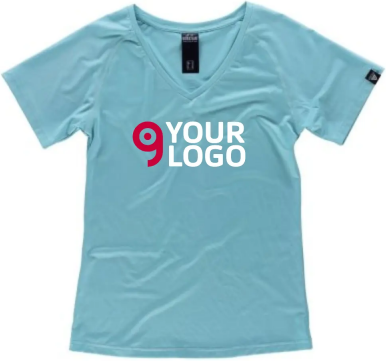 T-shirt sportiva donna , elasticizzata, collo V, riflettente Personalizzate o neutre Workteam