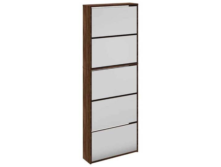 NOUVEAU Meuble d Entrée Couloir - Armoire à chaussures Grand espace miroir 5niveaux - chêne marron - 63x17x169 5cm 26251