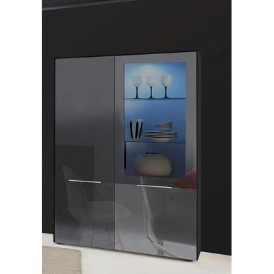 Vitrine MÄUSBACHER "Mix Box 0771_VR_1-1GL", grau (anthrazit, glas anthrazit), Schränke, Vitrine, Höhe 179 cm