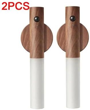 Uplifted Finds Creative Intelligent Wooden Motion Sensor Rechargeable Magnetic Wall Light style A 2 Pcs
