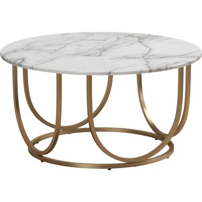 Couchtisch OTTO HOME "Gwyneth", bunt (marmorfarben, goldfarben, goldfarben, marmorfarben), B:80cm H:41cm T:80cm, Tische, Couchtisch, aus pflegeleichtem MDF, Gestell aus Metall, Höhe 41 cm
