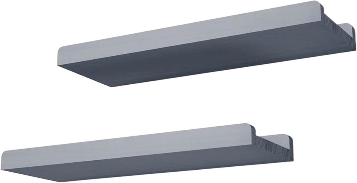 Set van 2 moderne zwevende wandplanken in grijs voor decoratie en opbergruimte