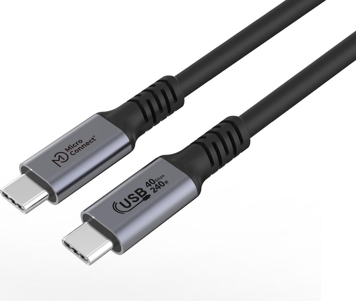 Microconnect USB4 Gen 3x2 USB-C naar USB-C kabel, 0,5 meter, zwart