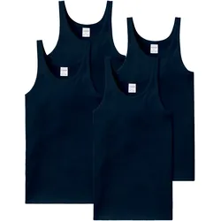 SCHIESSER Herren Unterhemd 4er Pack - ärmellos, Cotton Essentials, Feinripp Blau / L