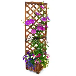 Relaxdays Pflanzkasten mit Rankgitter 180 cm Dunkelbraun