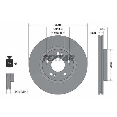 Textar Bremsscheibe [Hersteller-Nr. 92136403] für Hyundai