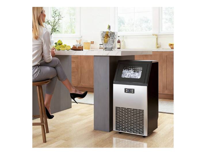 HOMCOM Eiswürfelmaschine Kommerzielle Eismaschine, 11 kg Speicher, Eisbereiter, Timer, Hohe Eisproduktion, Selbstreinigung, LCD-Panel
