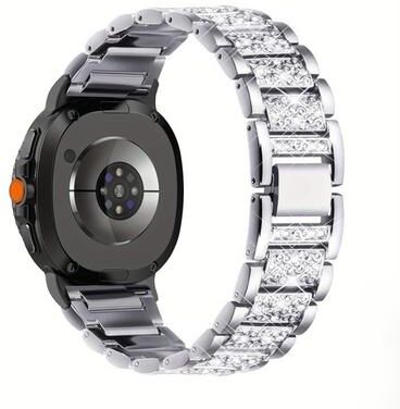 Everyday Crate Samsung Galaxy Watch8 Classic Diamond Metal Watch Band Luxury Stainless Steel Watch Strap silver