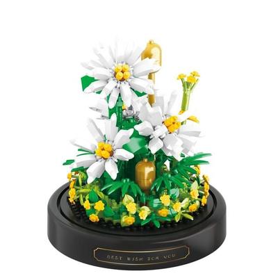 BALODY Blumen: Gänseblümchen/White Daisies, DIY Bausatz aus Miniblocks, 490 Klemmbausteine