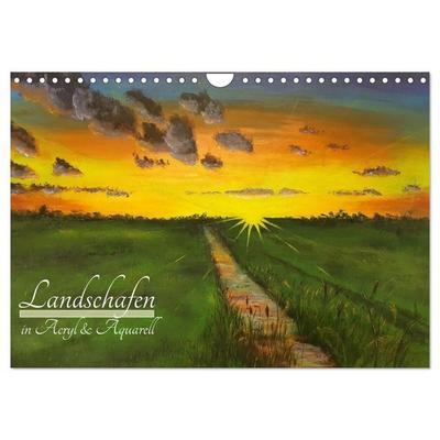 Landschaften in Acryl & Aquarell (Wandkalender 2026 DIN A4 quer), CALVENDO Monatskalender