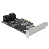 4 Port SATA und 1 Slot M.2 Key B PCI Express x4 Karte - Low Profile Formfaktor, Adapter